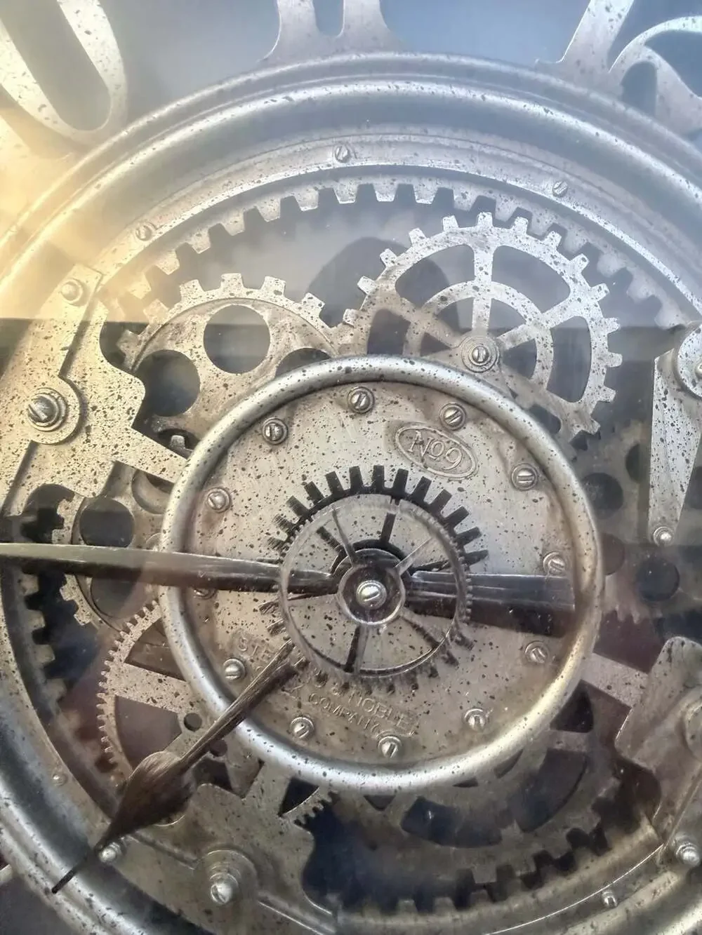 Better Homes & Gardens 20 Inch Rustic Nickel Finish Moving Gears Wall Clock